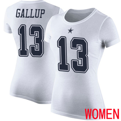 Women Dallas Cowboys White Michael Gallup Rush Pride Name and Number #13 Nike NFL T Shirt